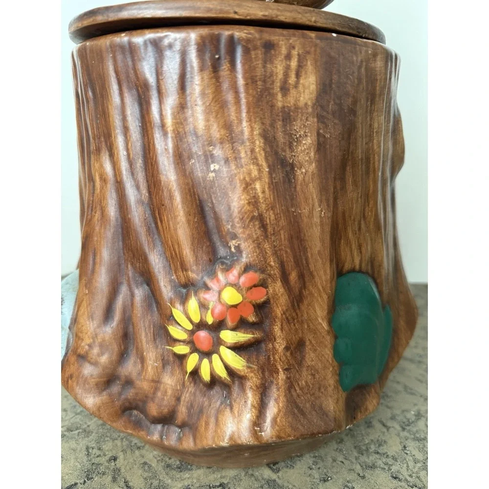 Vintage California Original Bunny On Tree Stump Cookie Jar #2620 1970's